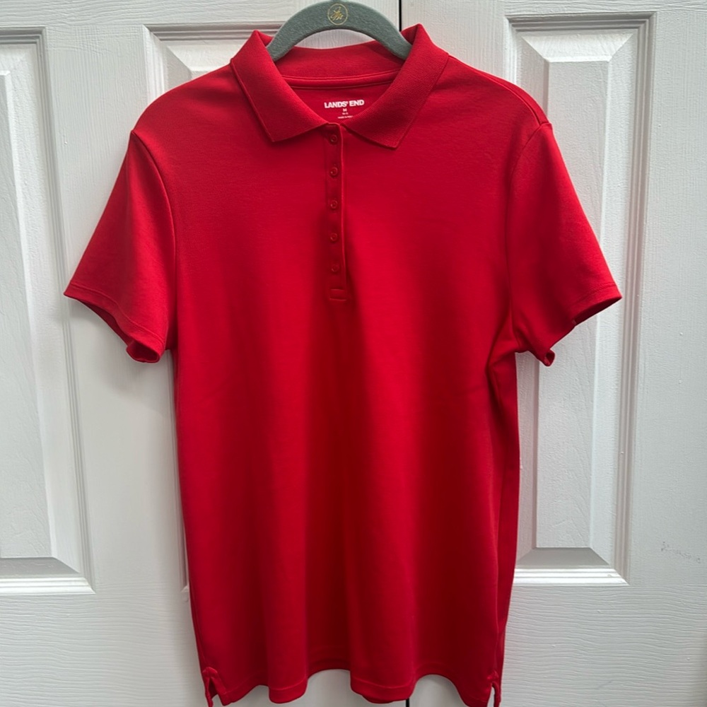 3 for $10 Lands’ End Women’s Supima Cotton Polo Shirt M (10-12) Red
